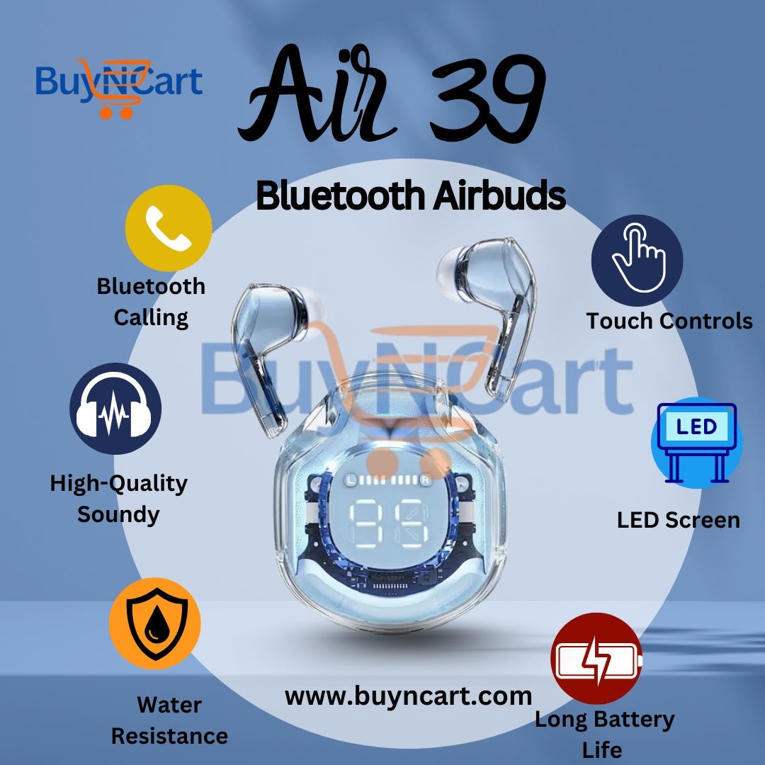 Air 39 Wireless Transparent Earbuds – Bluetooth 5.3 | ENC Noise Cancellation - Buyncart