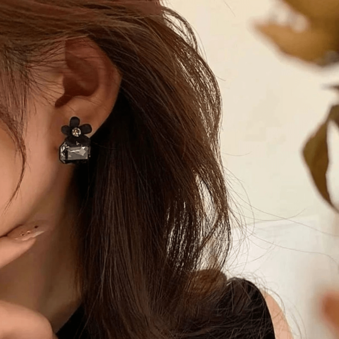 Buy Korean Black Diamond Tops Earrings for Women in Pakistan – Elegant & Trendy Jewellery | Buyncart - Buyncart