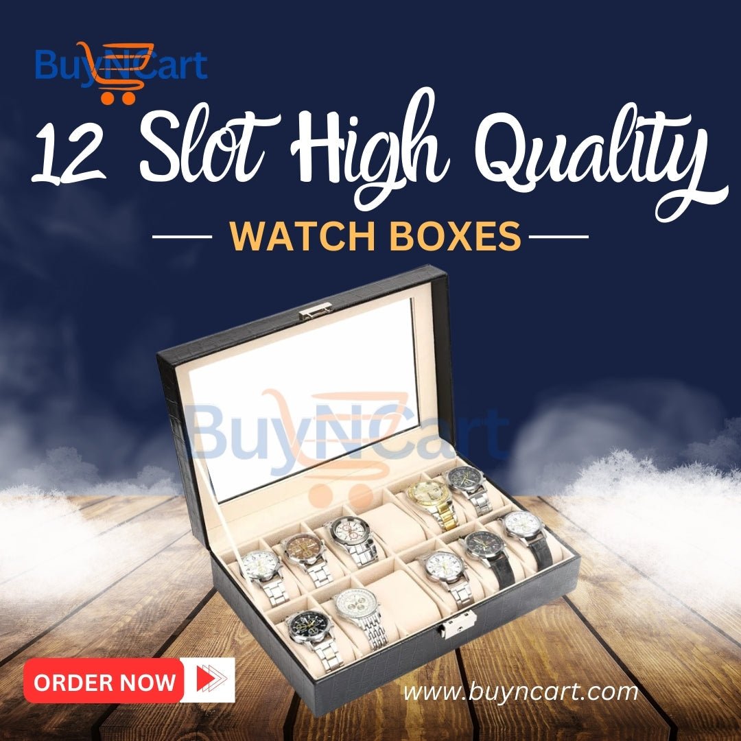 High Quality Leather Watch Boxes 10 & 12 Slots Organizer Smart Watch Storage Case in Pakistan | BuyNCart Online Store - Buyncart