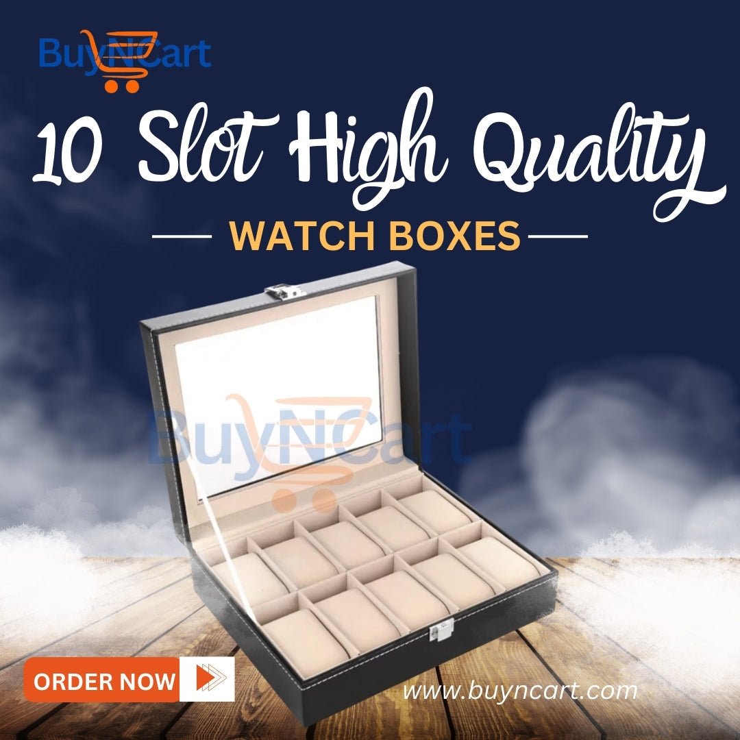 High Quality Leather Watch Boxes 10 & 12 Slots Organizer Smart Watch Storage Case in Pakistan | BuyNCart Online Store - Buyncart