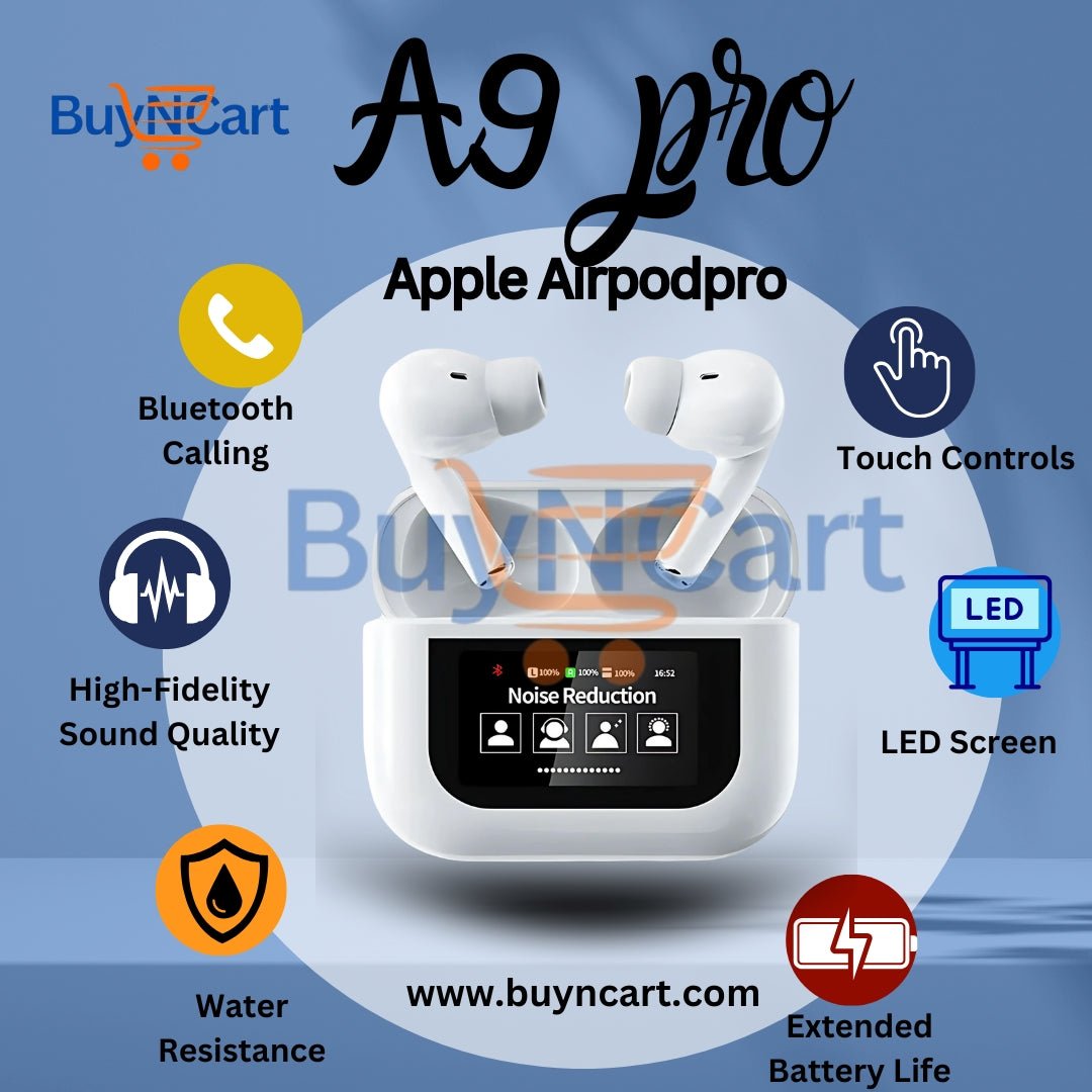 A9 Pro Wireless Earbuds – Bluetooth 5.4 | ANC/ENC Noise Cancellation | Smart Touch Screen Display - Buyncart