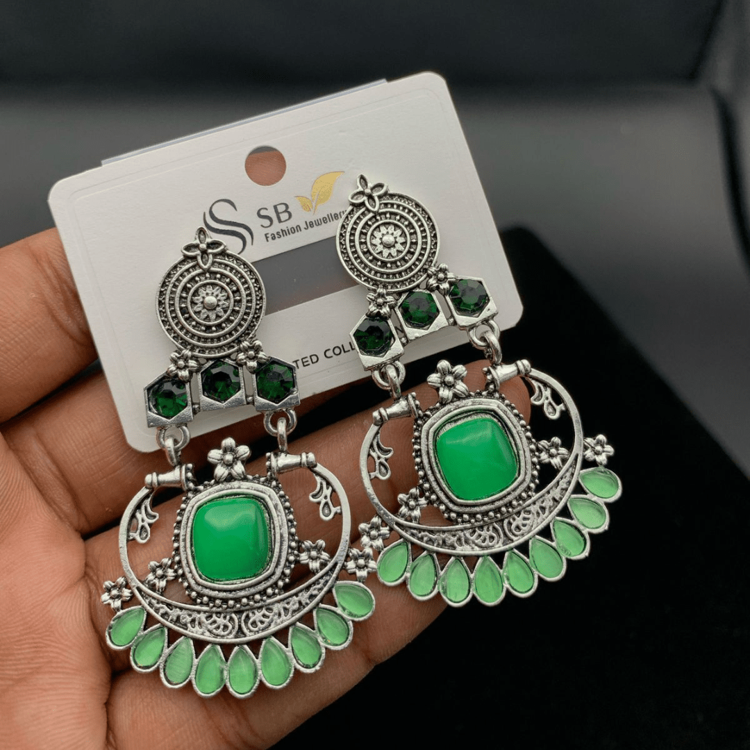 Antique Chandelier Earrings with Original Stone - Buyncart