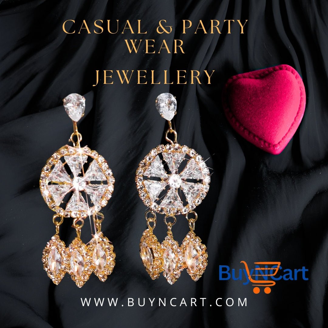 Buy Luxury Shiny Diamond Earrings for Women in Pakistan – Elegant Party & Formal Jewellery | Buyncart - Buyncart