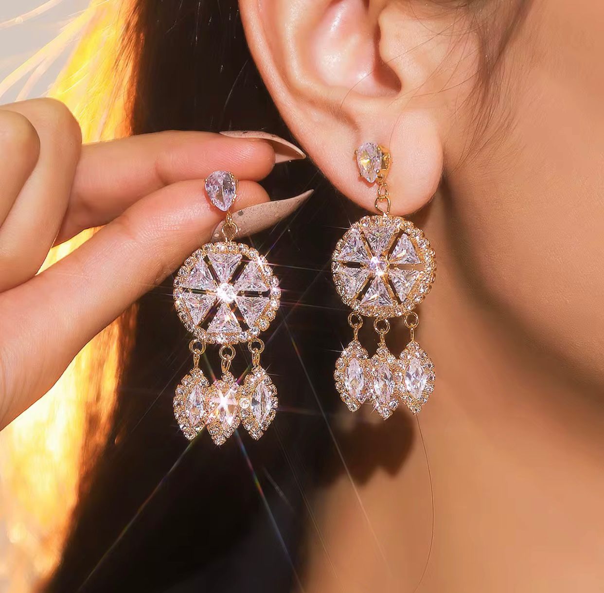 Buy Luxury Shiny Diamond Earrings for Women in Pakistan – Elegant Party & Formal Jewellery | Buyncart - Buyncart