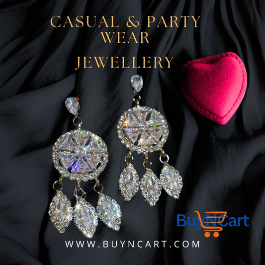 Buy Luxury Shiny Diamond Earrings for Women in Pakistan – Elegant Party & Formal Jewellery | Buyncart - Buyncart