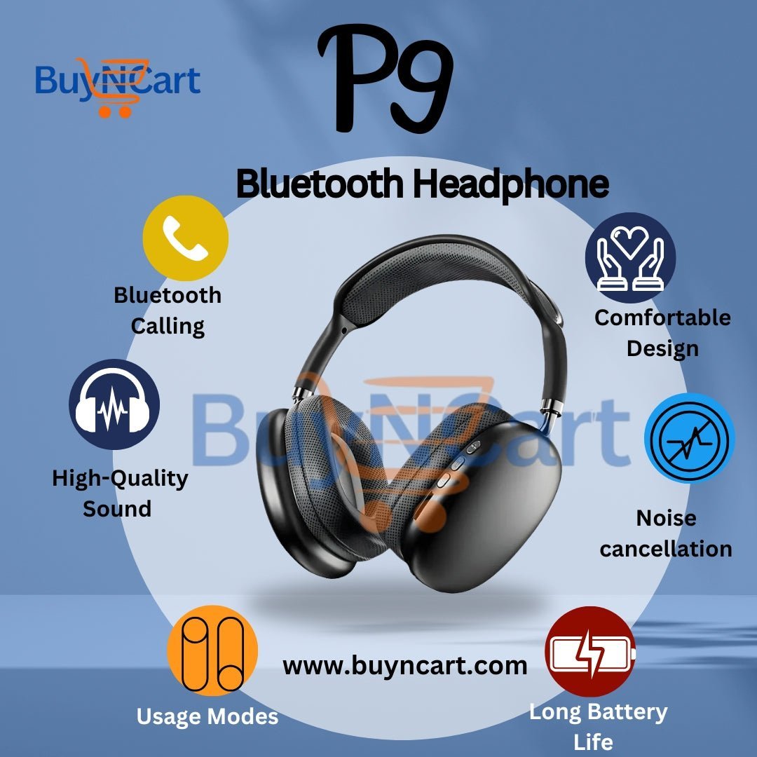Headphone P9 Wireless Bluetooth Headphones with Mic – Best Wireless Headphones | online store in Pakistan | BuyNCart - Buyncart