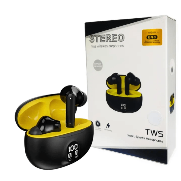 Stereo ENC TWS 895B Bluetooth Earphones – Noise Cancelling, LED Display, Touch Control, Long Battery - Buyncart